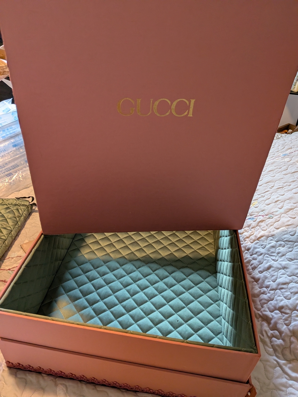 Gucci Alessandro Michele Pink Collector Box Green Quilted Dustbag HTF RARE - Picture 3 of 14